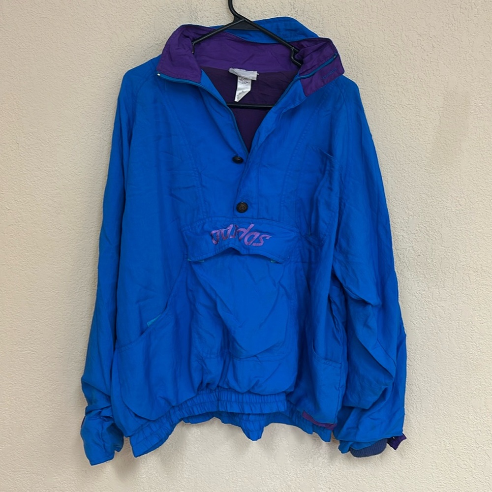Adidas unisex Half Zip Track Windbreaker jacket oversized size M